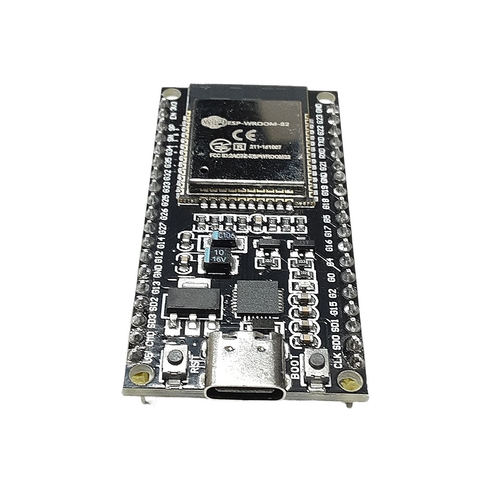 A 38-pin ESP32 development board with a USB-C connector and two rows of header pins.